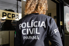Policial civil aparece de costas para a foto