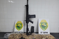 PMPR apreende quase uma tonelada de maconha, fuzil e munições na região Oeste do estado