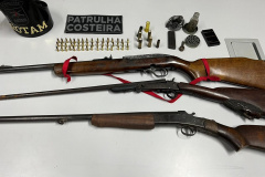 PMPR apreende três armas de fogo em Paranaguá