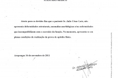 Atestado médico que deu condições ao candidato praticar o teste físico