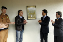 Comandante-geral da Polícia Militar, Roberson Luiz Bondaruk, governador do Paraná Beto Richa e secretário da segurança pública Reinaldo de Almeida Cesar