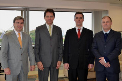 Secretário da Segurança Pública, Reinaldo de Almeida Cesar, o juiz federal Friedmann Wendpap, o assessor civil da pasta, delegado da Polícia Civil Rafael Ferreira Vianna e o chefe do Departamento de Inteligência do Paraná, delegado de Polícia Federal Evaristo Kuceki