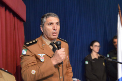 O 23º Batalhão de Polícia Militar (23º BPM) comemorou nesta terça-feira (06) seu 5º aniversário, com a entrega de medalhas de Mérito Policial Militar de Prata e Bronze, da medalha Guardiães da CIC e da medalha Menção Honrosa do Mérito Pessoal. A solenidade foi na sede da unidade, na Cidade Industrial de Curitiba (CIC). Curitiba, 06/06/2017.Foto: Soldado Feliphe Aires