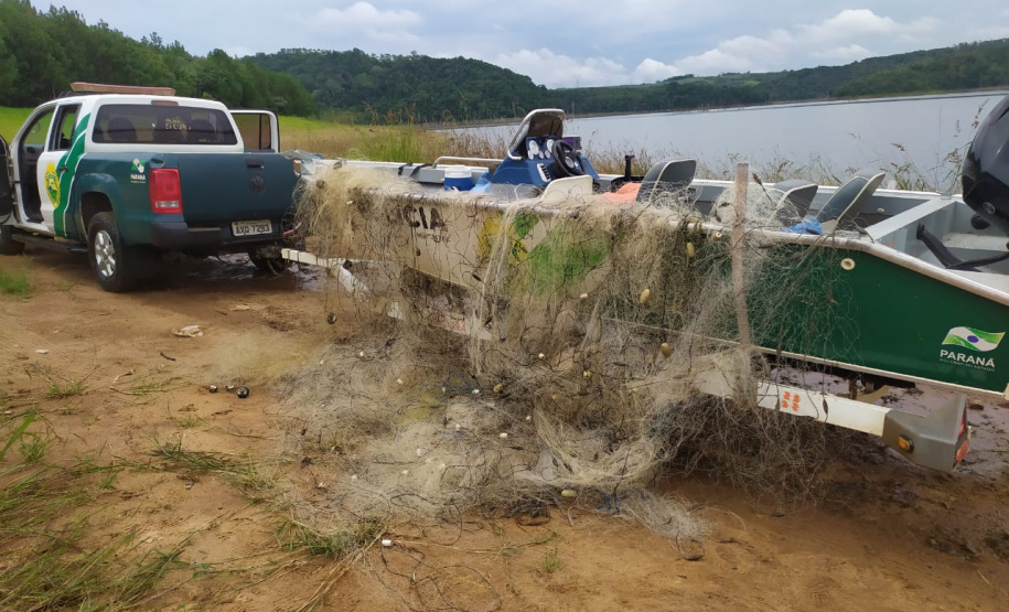 BPAmb-FV apreende mais de 500 metros de redes para pesca ilegal em Telêmaco Borba (PR)
