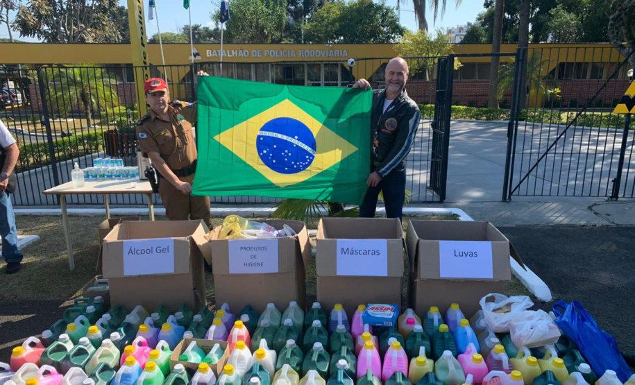 Batalhão Rodoviário da PM recebe doação de materiais de higiene para auxiliar no combate ao coronavírus