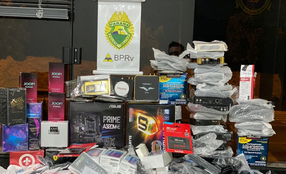 No Noroeste do estado, BPRv apreende mais de R$ 100 mil em produtos contrabandeados