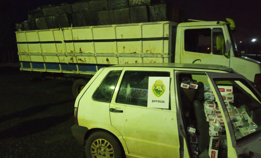 BPFron apreende 40 mil pacotes de cigarros e 98 caixas de vinhos contrabandeados no Oeste do estado