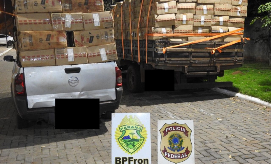 BPFron apreende R$ 1,3 milhão em cigarros contrabandeados e veículos em Guaíra, no oeste do Paraná