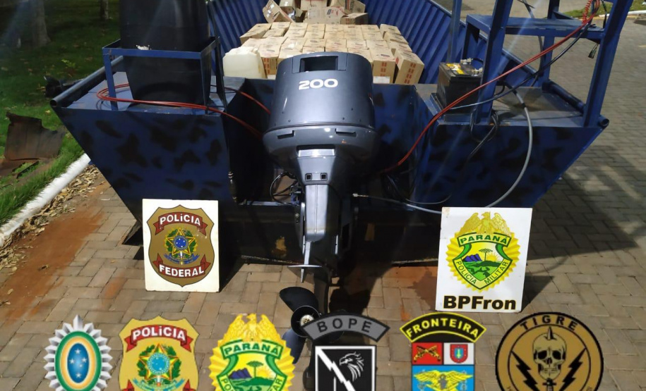 Apreensão de caminhão, barco e 300 caixas de cigarros gera prejuízo de R$ 1 milhão ao contrabando durante a Operação Hórus no Oeste do estado