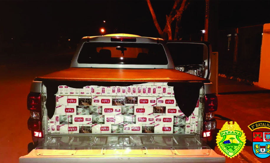 Caminhonete carregada com cigarros contrabandeados é apreendida pela PM no Noroeste do estado