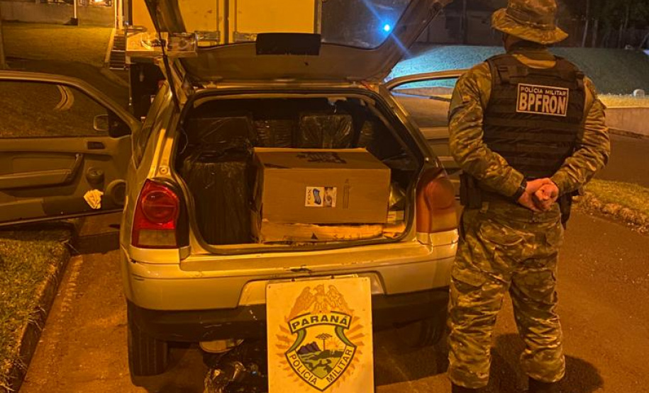 Durante a Operação Hórus, BPFron prende homem e apreende carro carregado com 550 pacotes de cigarros