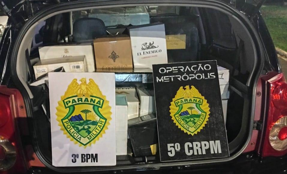 Mais de 260 caixas de vinho e droga são apreendidas pela PM no Sudoeste do estado pela Operação Metrópolis