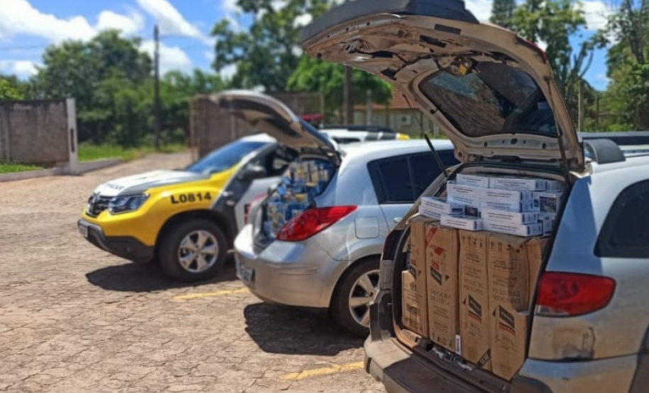 Cinco veículos carregados com cigarros contrabandeados são apreendidos pela PM, em ações separadas, no Noroeste