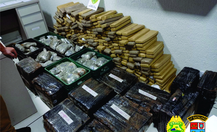 Mais de 600 quilos de maconha são apreendidos pela PM em Nova Cantu (PR)