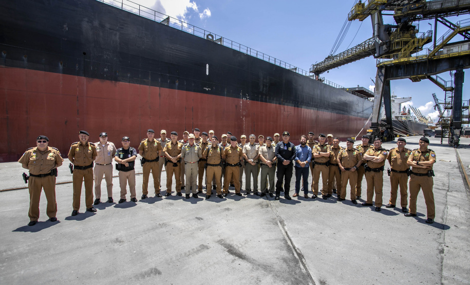 Trabalho de segurança do Porto de Paranaguá pauta aula prática do Curso Superior da PMPR
