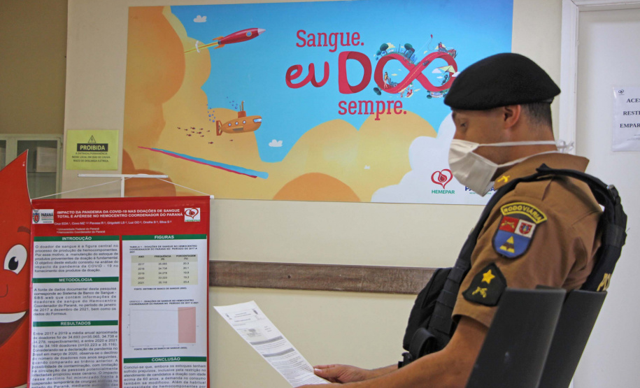 Maio Amarelo: policiais militares doam sangue para conscientizar sobre acidentes no trânsito