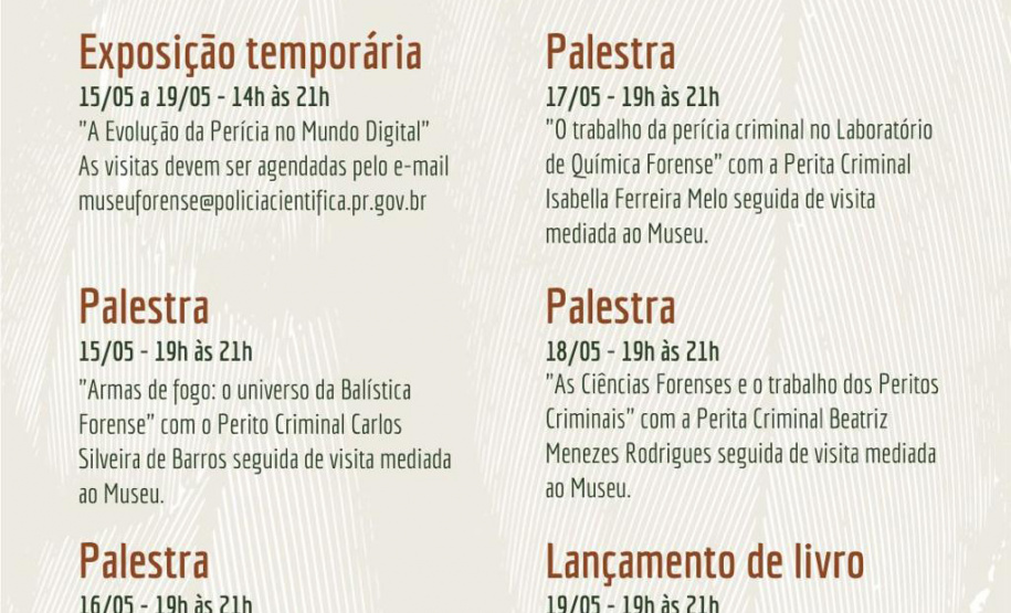 Museu Paranaense de Ciências Forenses participa da 21ª Semana Nacional de Museus