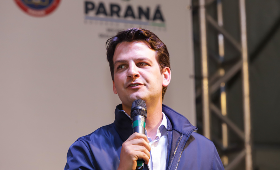 O governador Carlos Massa Ratinho Jr inaugura Nova Sede dos Bombeiros em Colombo. Com a palavra o secretário estadual das Cidades, Eduardo Pimentel