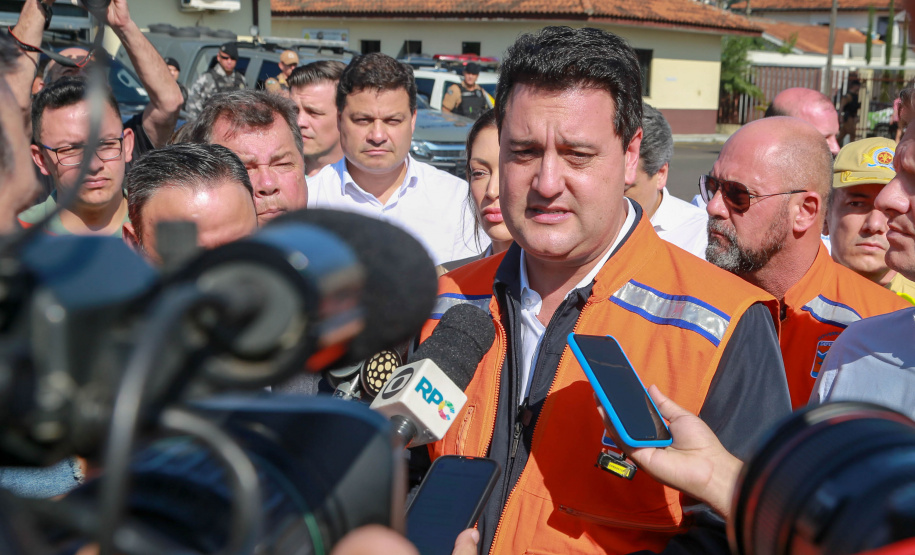 Em União da Vitória, governador Ratinho Junior anuncia pacote para auxílio às vítimas de enchentes