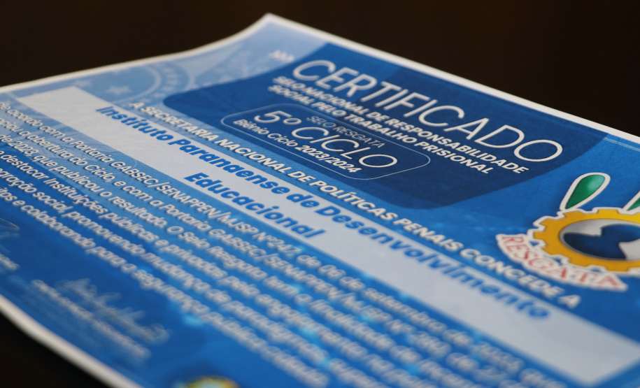 Paraná recebe Selo Resgata por três iniciativas com pessoas privadas de liberdade