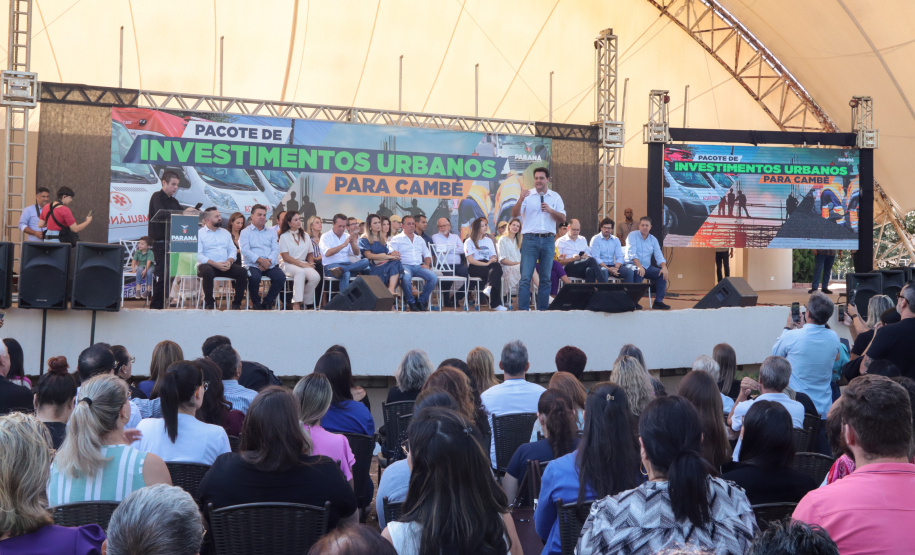 Sede da PM, asfalto, viaduto e UBS: Ratinho Junior libera pacotão de obras para CambéSede da PM, asfalto, viaduto e UBS: Ratinho Junior libera pacotão de obras para Cambé