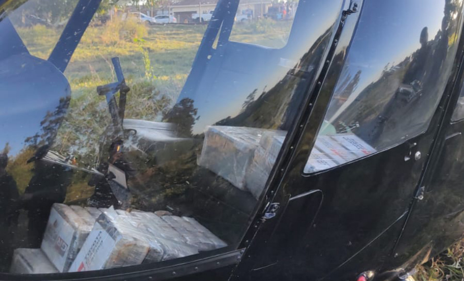 Perseguição de helicóptero: Falcão da PM ajuda PF a interceptar aeronave com 243 kg de cocaína
