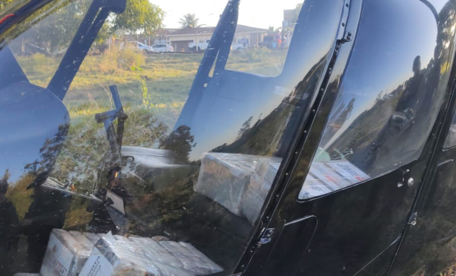 Perseguição de helicóptero: Falcão da PM ajuda PF a interceptar aeronave com 243 kg de cocaína