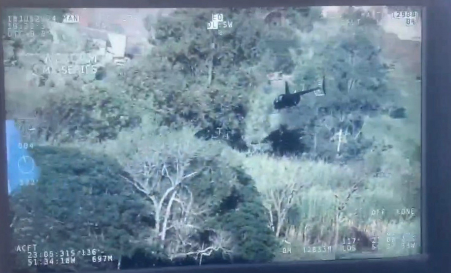Perseguição de helicóptero: Falcão da PM ajuda PF a interceptar aeronave com 243 kg de cocaína