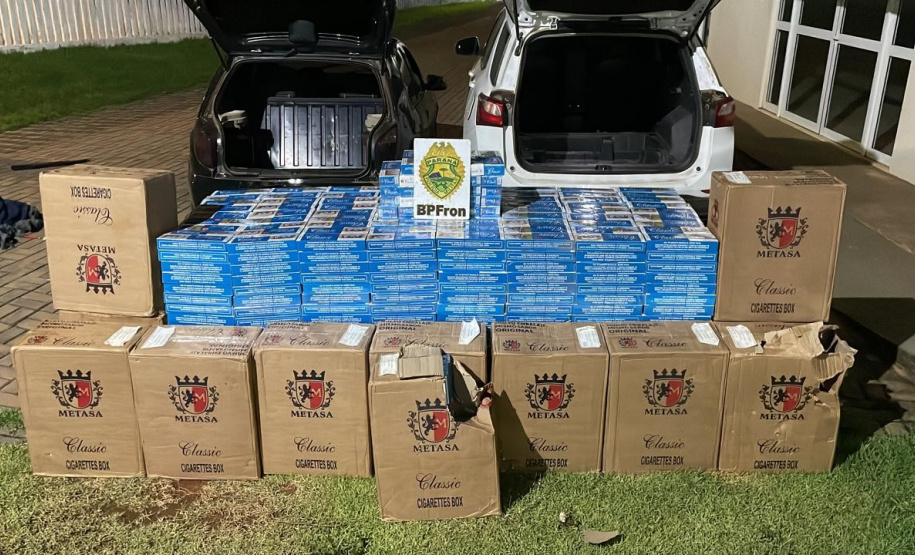 PMPR apreende mais de 2 mil pacotes de cigarros contrabandeados durante a Operação Protetor