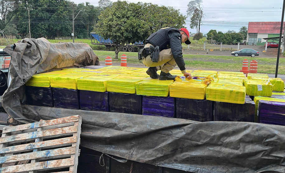 PMPR apreende 3 toneladas de maconha ao suspeitar de caminhão com placa suja de barro