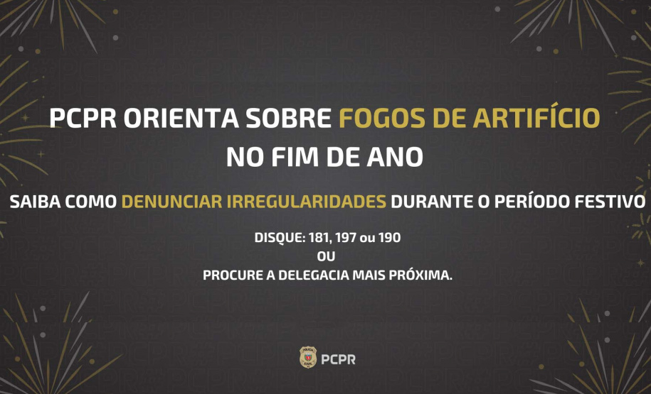 PCPR orienta sobre compra e uso de fogos de artifício nas festas de fim de ano