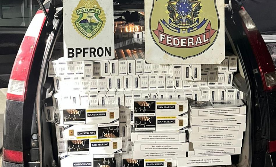 PMPR e PF apreendem veículo com 1,5 mil pacotes de cigarros contrabandeados