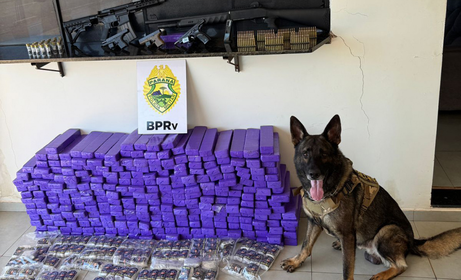 PMPR apreende 210 quilos de drogas, fuzil e quatro armas em abordagem em Iporã