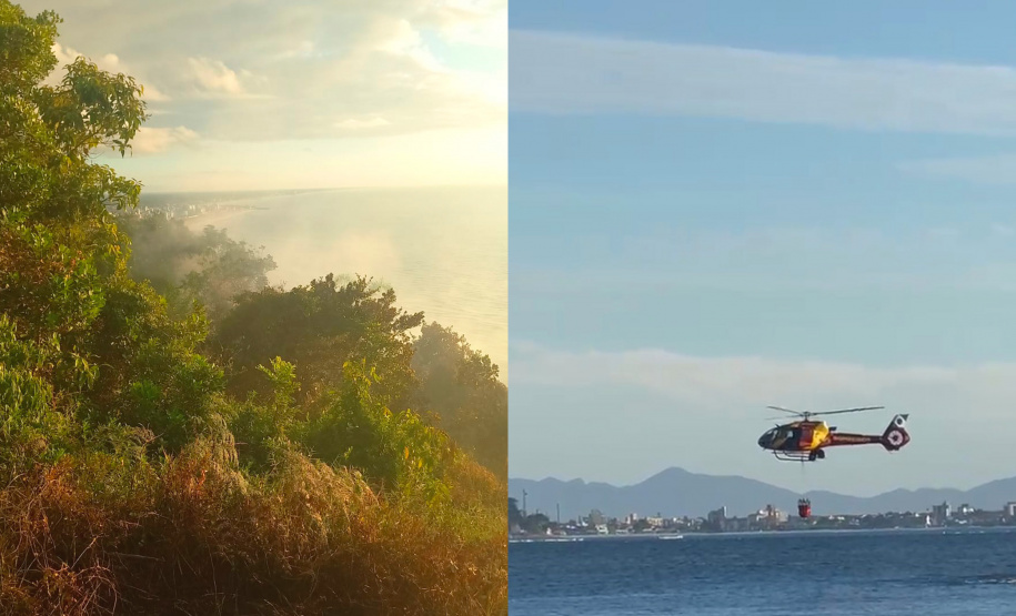 Bombeiros mantém combate e avançam na extinção do incêndio no Morro do Boi