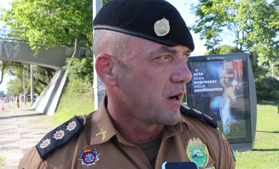 Curitiba, 11 de Outubro de 2019, Operação Todos por Um. Foto: entrevista Cel Hudson comandante do 1º CRPM.