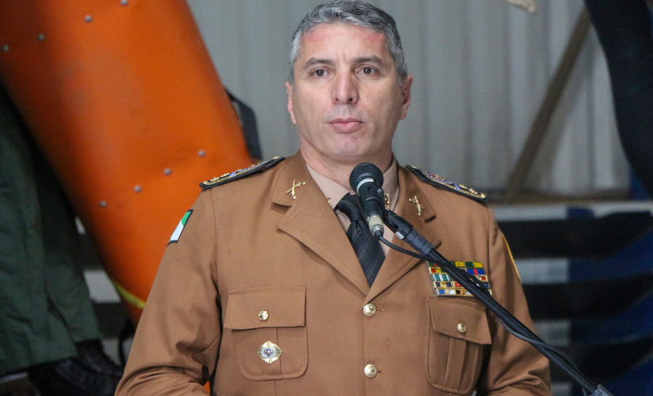 Curitiba, 17 de Outubro de 2019. Passagem de Comando BPMOA. Foto; discurso Comandante Geral da Policia Militar do Estado do Parana Cel Pericles de Matos.