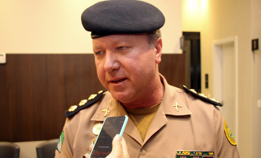 Curitiba, 18 de Outubro de 2019. Solenidade de Formatura do Curso de Defesa Pessoal - Turma 2019. Foto: Cel. QOPM Vanderley Rothenburg, Diretor de Finanças, que representou o Comandante-Geral da PMPR durante a solenidade.