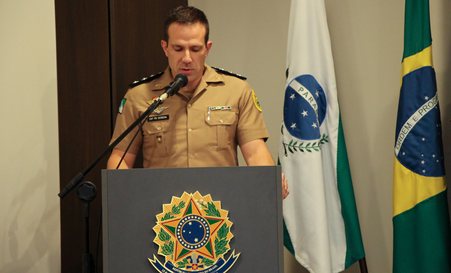Curitiba, 18 de Outubro de 2019. Solenidade de Formatura do Curso de Defesa Pessoal - Turma 2019. Foto: Cap. QOPM Felipe Serbena, formando e orador da Turma.