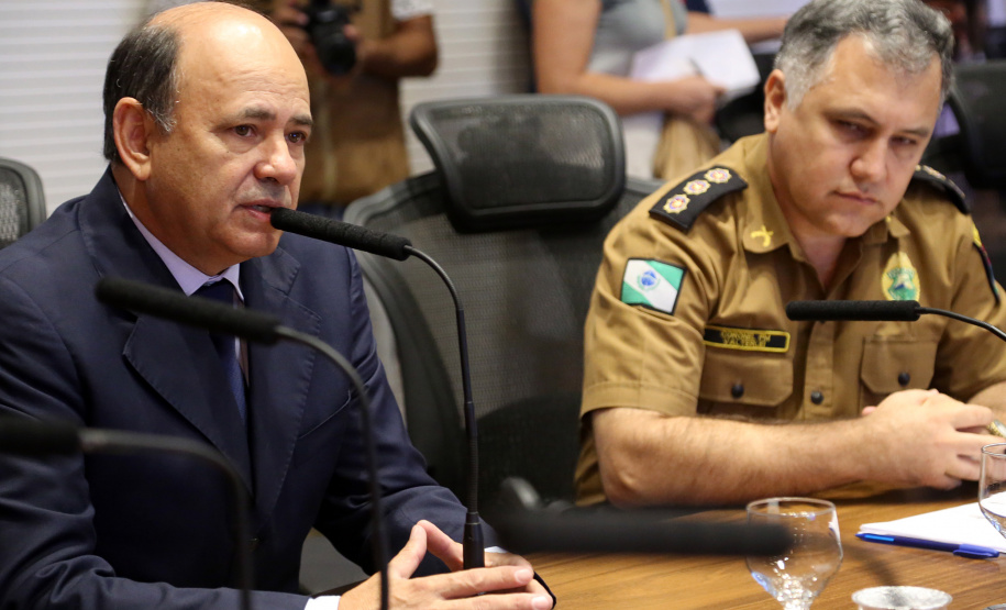 Governador Carlos Massa Ratinho Jr acompanha o balanço da operação verão junto com o secretário de segurança general Luiz Felipe Carbonell.Foto de Gilson Abreu/ANPr14.03.2019