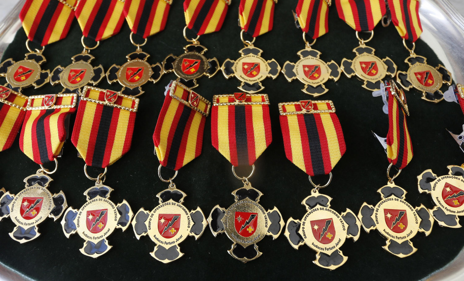 O governador Carlos Massa Ratinho Junior homenageou, nesta segunda-feira (1/4) bombeiros do Estado e profissionais de outras áreas enviados pelo Paraná para apoio aos trabalhos em Brumadinho (MG), após o rompimento da barragem da Mina do Feijão. Curitiba, 01-04-19.Foto: Arnaldo Alves / ANPr.