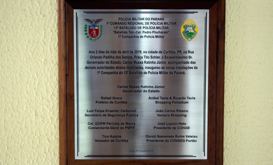 Curitiba, 02 de abril de 2019. Inauguração da Nova Sede da 1ª Cia do 13º BPM