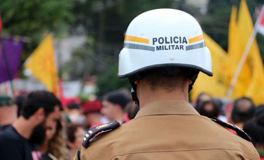 Curitiba, 07 de Abril de 2019. Policiamento nos arredores da Polícia Federal no dia 7 de Abril.