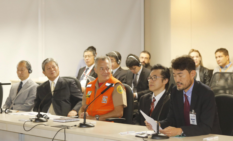 Reunião da Defesa Civil, Simepar e Jica, para discutir resultados do projeto de monitoramento metereológico por radar. N/F: Cônsul Geral do Japão em Curitiba, Hajime Kimura.Curitiba, 22-04-19.Foto: Arnaldo Alves / ANPr.