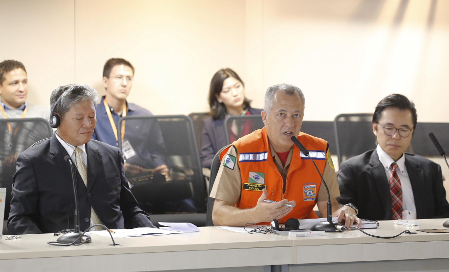Reunião da Defesa Civil, Simepar e Jica, para discutir resultados do projeto de monitoramento metereológico por radar. N/F: coordenador da Defesa Civil do Paraná, cel. Ricardo Silva.Curitiba, 22-04-19.Foto: Arnaldo Alves / ANPr.