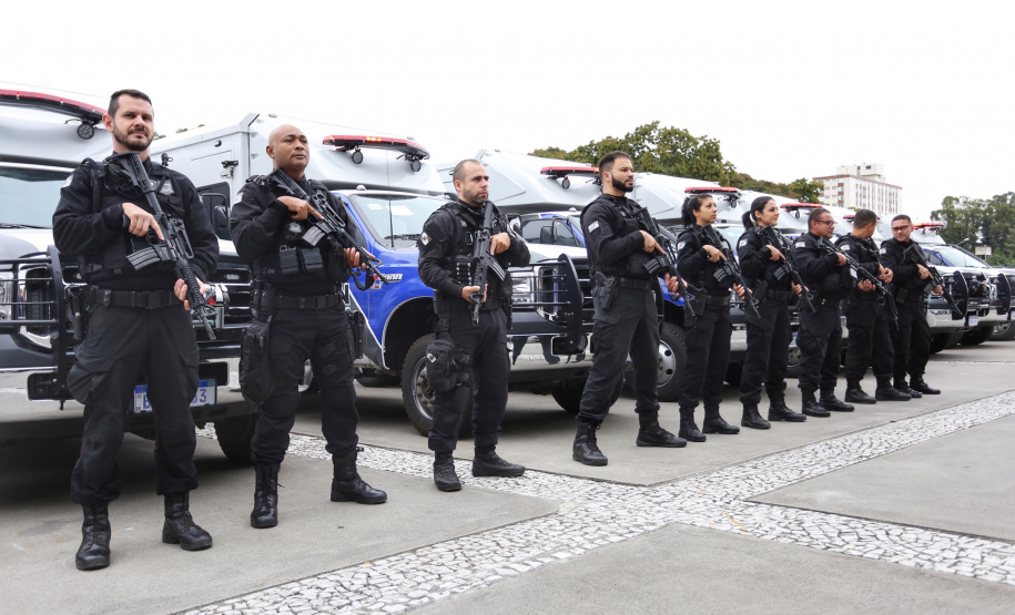O governador Carlos Massa Ratinho Junior entregou nesta quarta-feira armas, rádios comunicadores e veículos de escolta ao Departamento Penitenciário do Paraná (Depen). O objetivo é equipar e modernizar o sistema prisional do Estado. Curitiba, 08/05/2019. Foto: José Fernando Ogura/ANPr