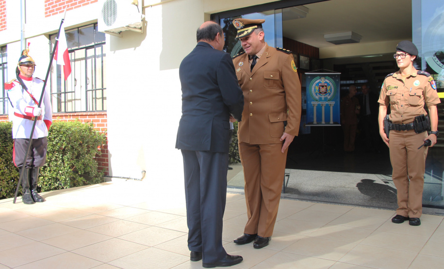 São Jose dos Pinhais, 20 de maio de 2019. Dia do Patrono da PMPR, Honras Militares ao Secretario de Segurança Carbonell.