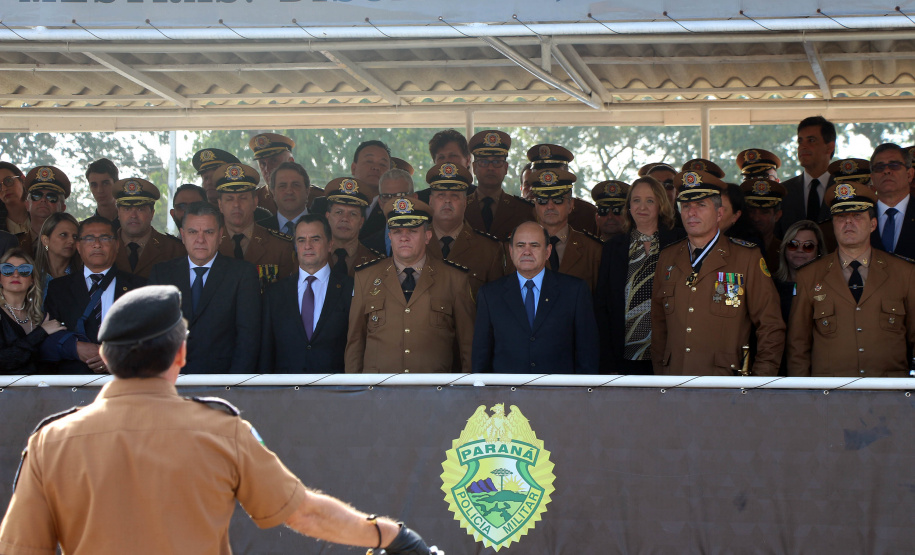 São Jose dos Pinhais, 20 de Maio de 2019. Solenidade alusiva ao Patrono da PMPR. O Comandante da Tropa, Ten.-Cel QOPM Carlos Alberto Rodrigues Assunção, apresenta a tropa ao Secretário de Segurança Pública.