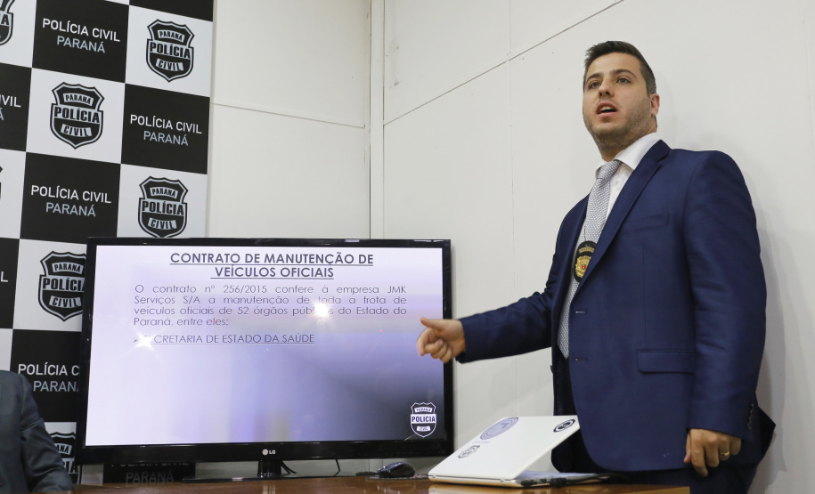 Coletiva na Delegacia de Combate a Corrupção, sobre a Operação Peça Chave. N/F: delegado Guilherme Dias.Curitiba, 28-05-19Foto: Arnaldo Alves / ANPr.