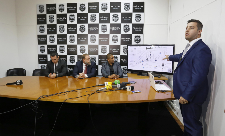 Coletiva na Delegacia de Combate a Corrupção, sobre a Operação Peça Chave. N/F: delegado Guilherme Dias.Curitiba, 28-05-19Foto: Arnaldo Alves / ANPr.