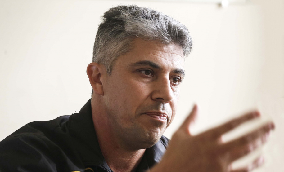 Sargento Maurício Fogaça, tese de mestrado sobre drogas.Curitiba, 31-05-19.Foto: Arnaldo Alves / ANPr.